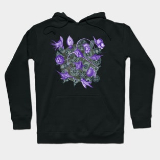 Ernst Haeckel Purple Peridinea on Cerulean  Diatoms Hoodie